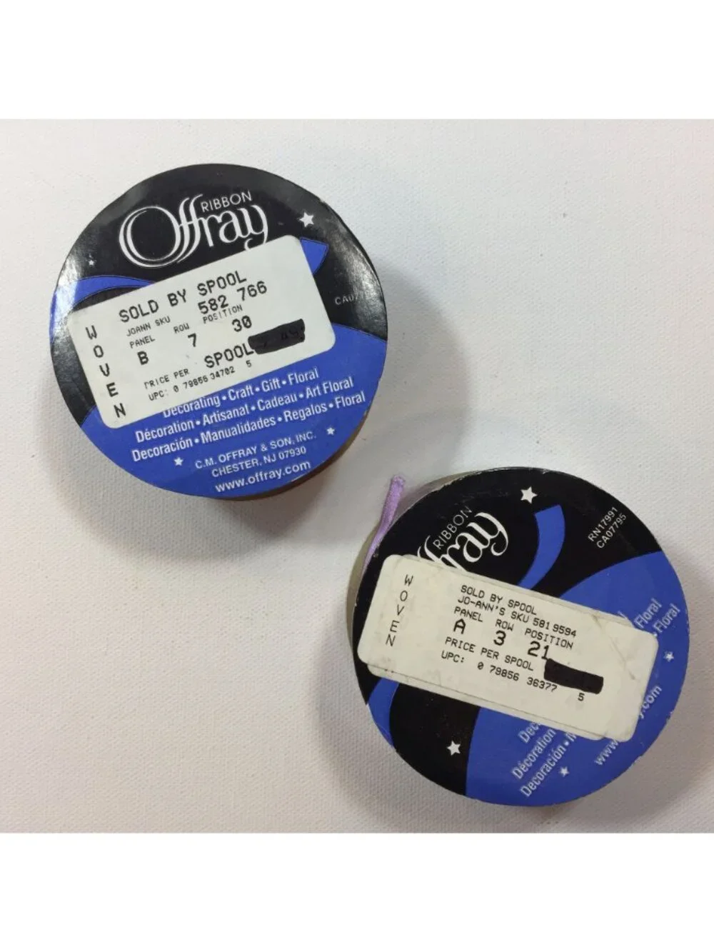 Offray Ribbon 2 Spools Sheer Woven 3/8